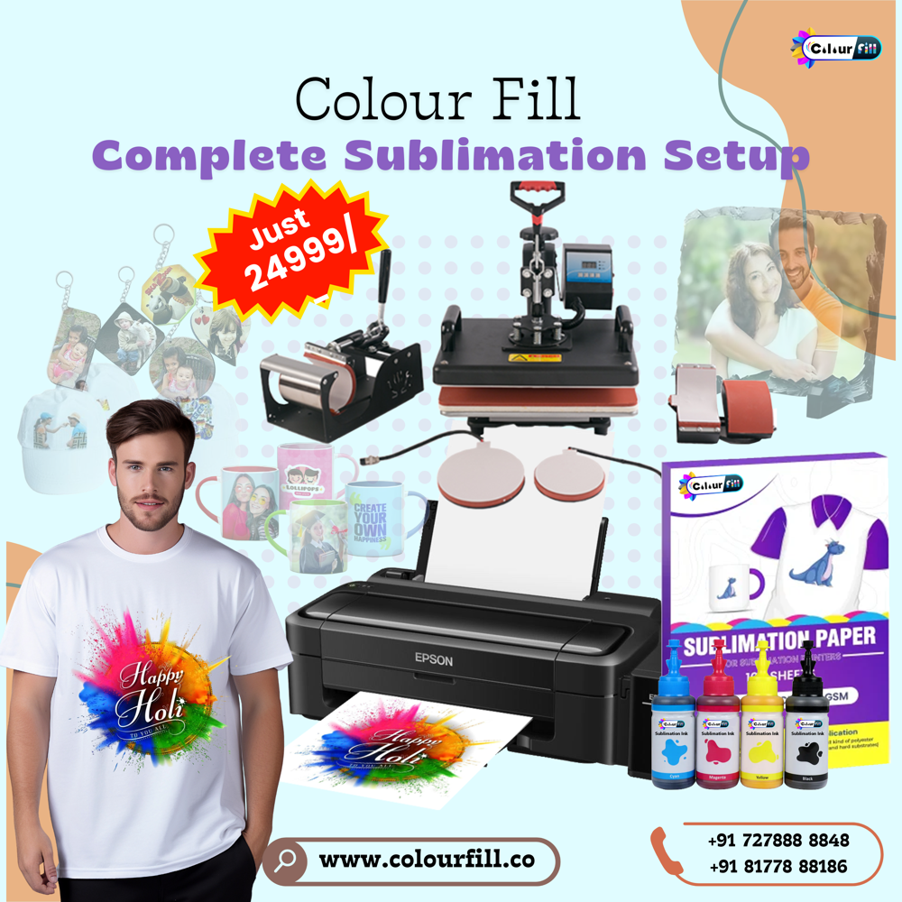Complete Sublimation Setup Epson L130 + 5-in-1 Heat Press + Paper + Ink