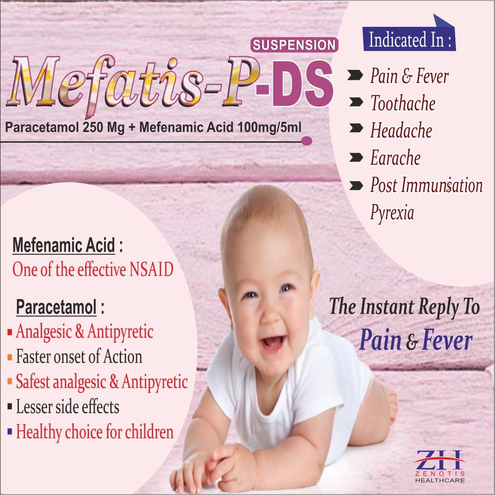 Mefenamic Acid & Paracetamol Liquid Suspension - 100 Mg Mefenamic Acid, 250 Mg Paracetamol (Double Strength) | Pain Relief For Children, Fever & Inflammation