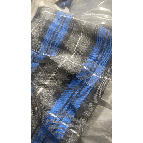 Blue Grey Check Tartan Fabric