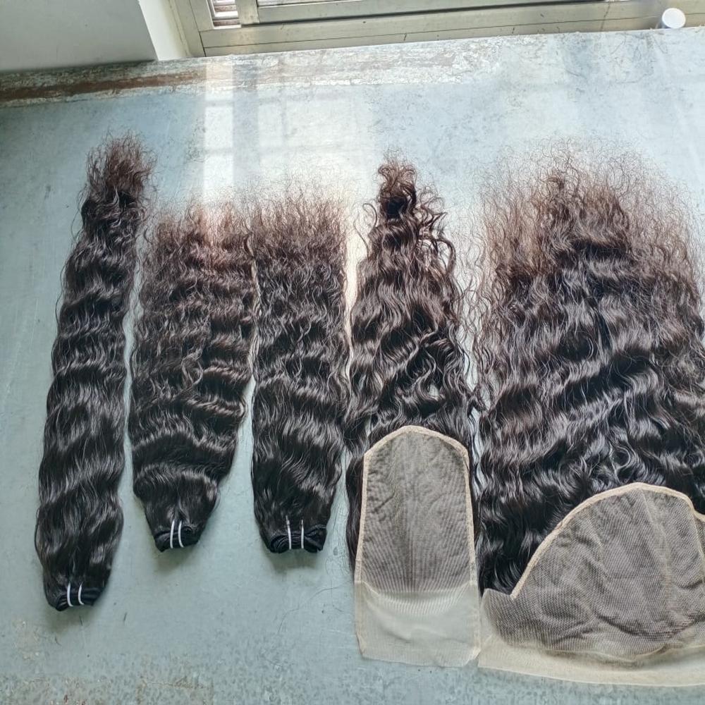 Hair Extension Bundles Human Hair Weaves Sewn In Weft South Indian temple
