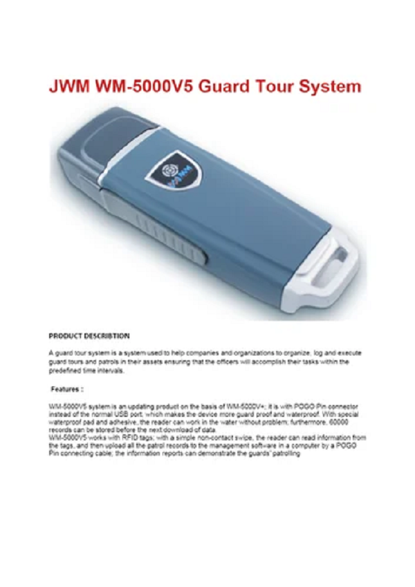 Jwm 5000 -X1 Fingerprint Guard Tour System