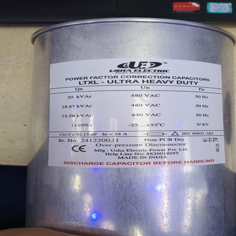 20 Kvar 480 Volt 3 Phase Ultra Heavy Duty Cylindrical Type Capacitor