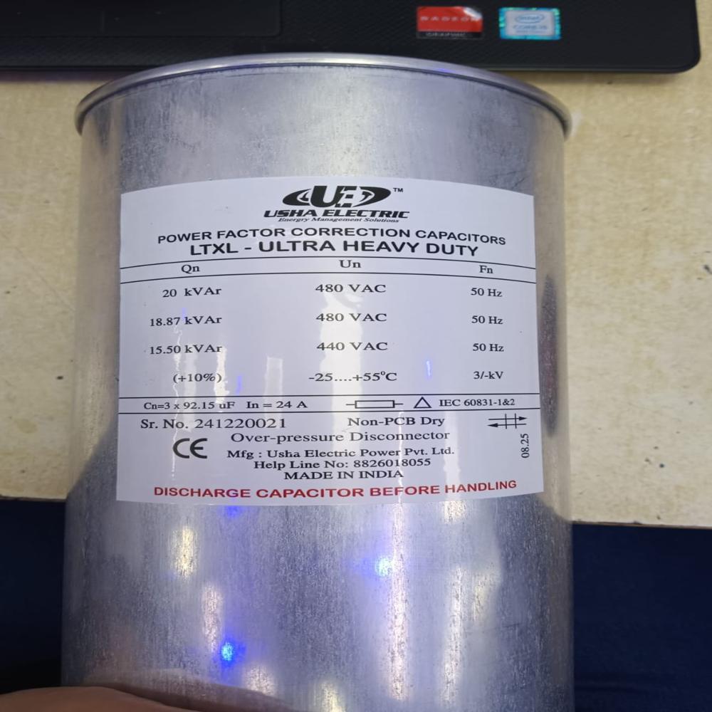 20 Kvar 480 Volt 3 Phase Ultra Heavy Duty Cylindrical Type Capacitor - Color: Grey