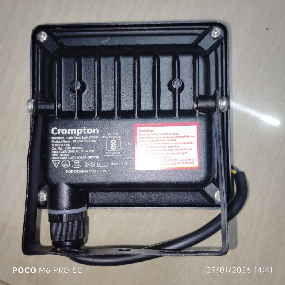 Crompton 20W Flood Light Cool Day Light Outdoor Lamp LDFLX20CDL LED IP65 Protection