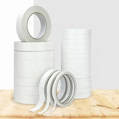 Double Sided Tissue Tape - Paper Material, 40-50 Meter Length, White Color | Self-adhesive, Ideal For Secure Packaging Solutions