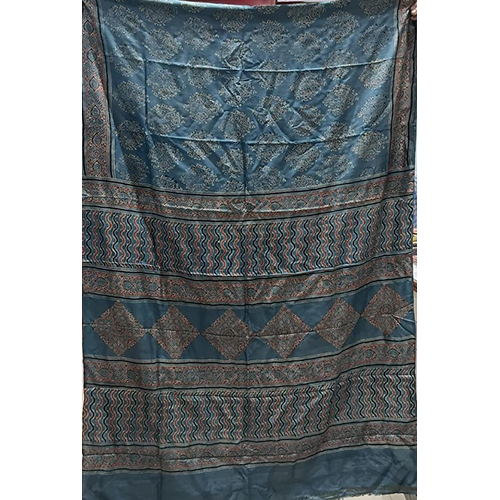 Ajrakh Printed On Pure Tussar - Color: Multicolor