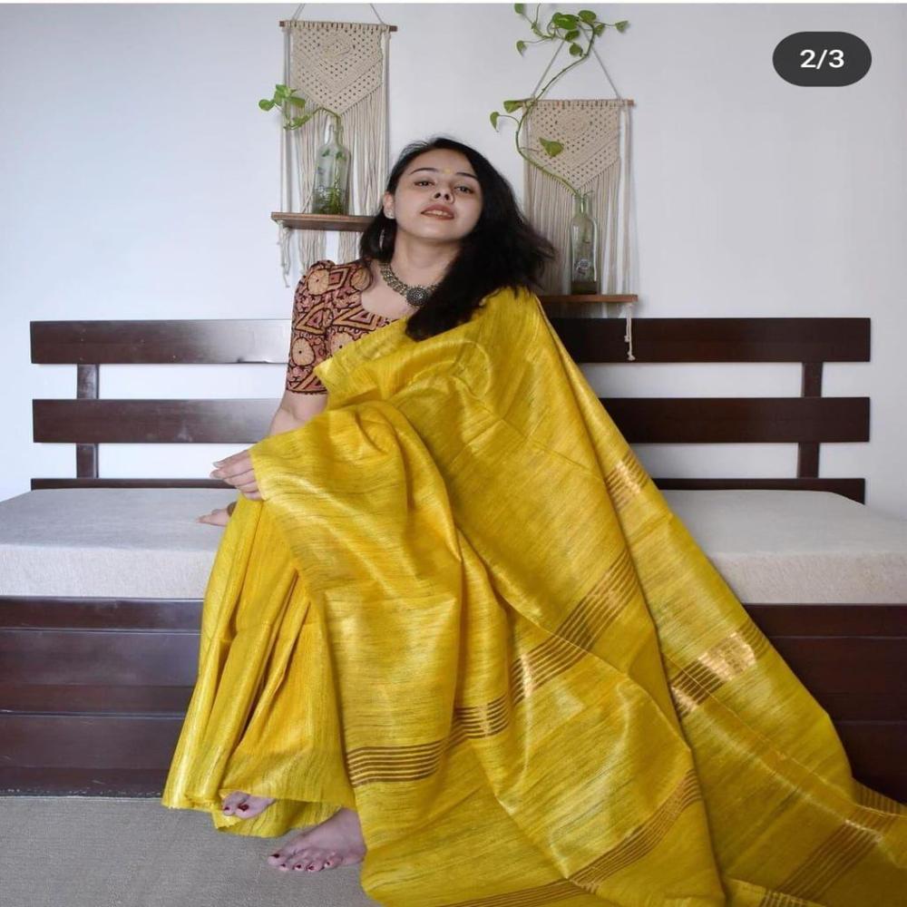 Pure Tussar Ghicha Silk Plain - Color: Multicolor