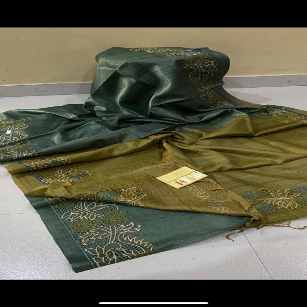 pure tusser hand cutwork silk saree