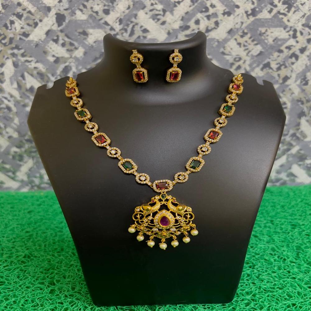 Royal Peacock Ruby & Emerald Necklace Set - Color: Different Available