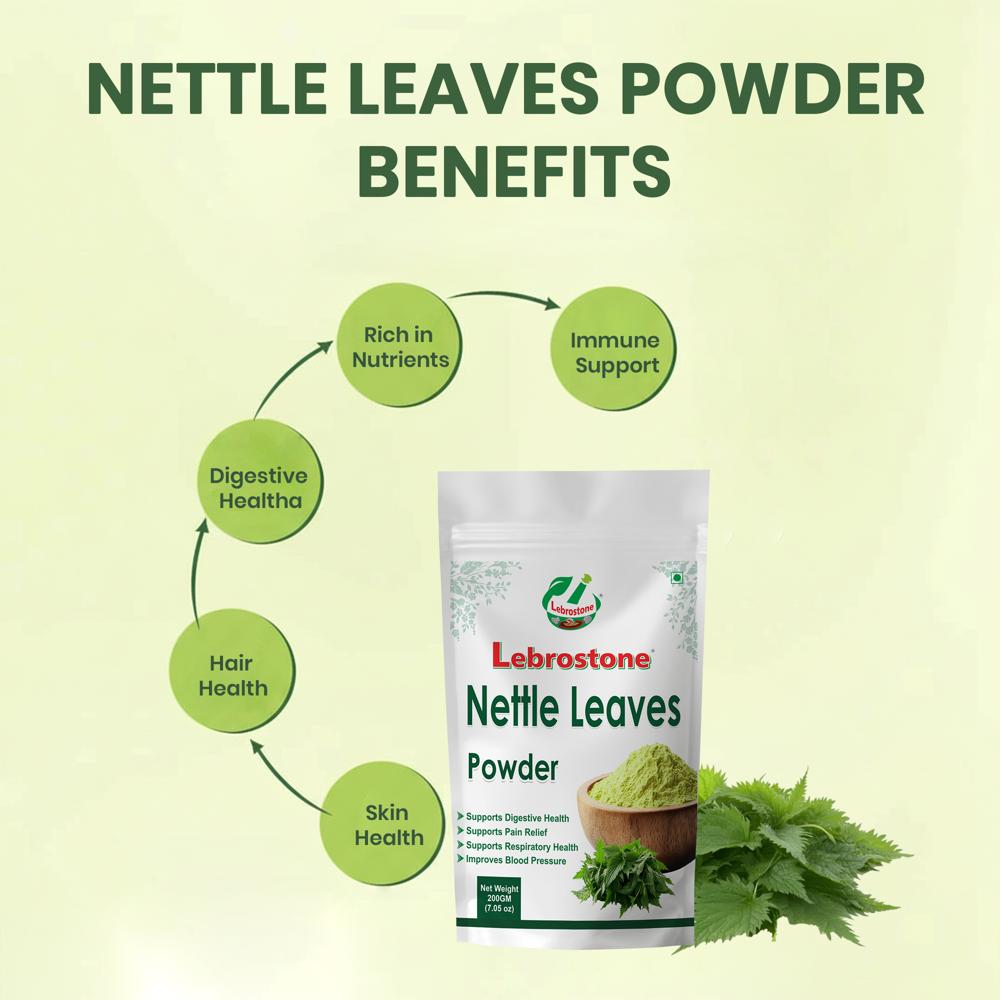 Lebrostone Nettle Leaves Powder | Rich in Nutrients | Immune Support | Digestive, Hair & Skin Health|200g