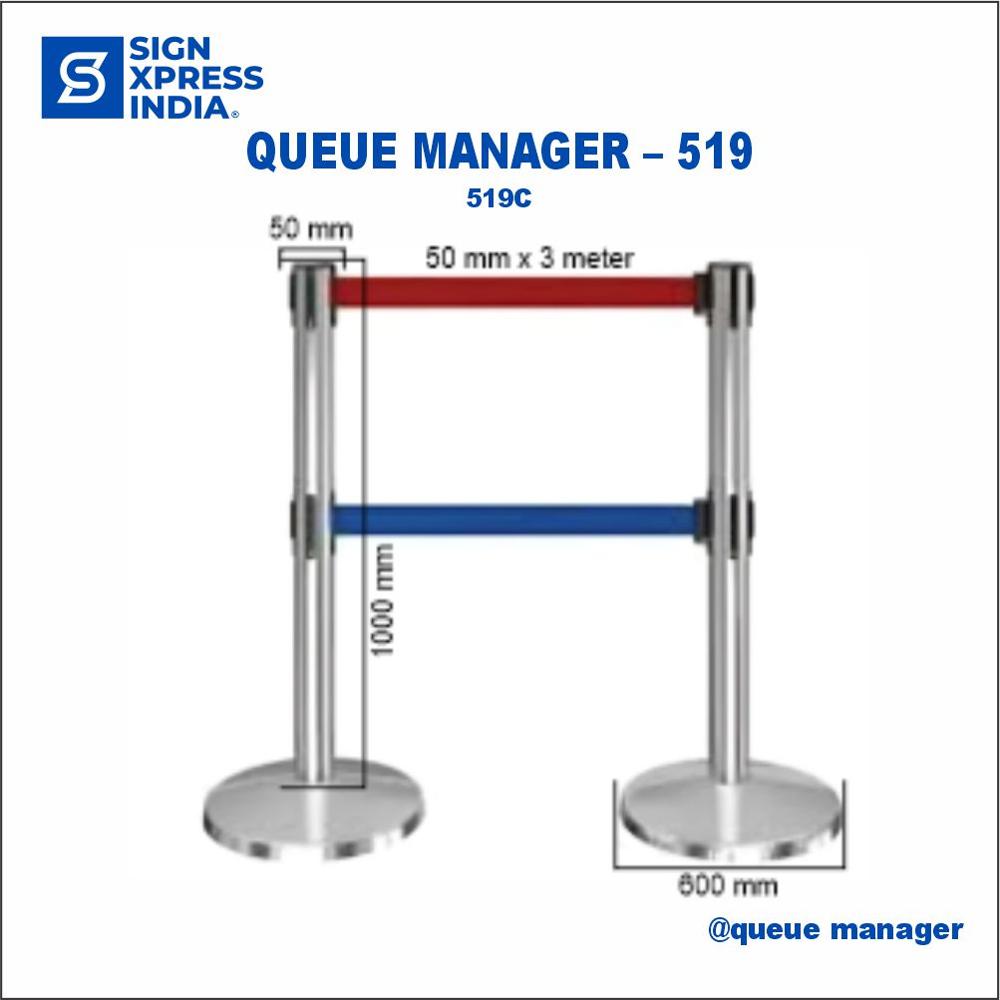 Queue Manager Double Belt - 519c - Color: Silver