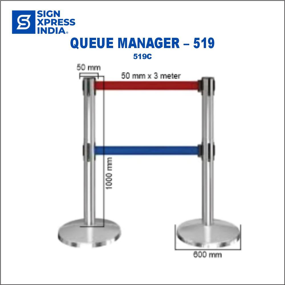 Queue Manager Double Belt - 519c - Color: Silver