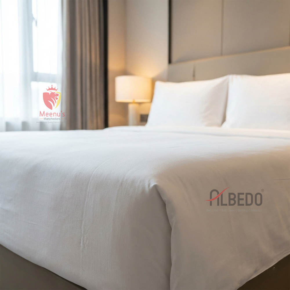 300 TC White Cotton Hotel Bed Sheet
