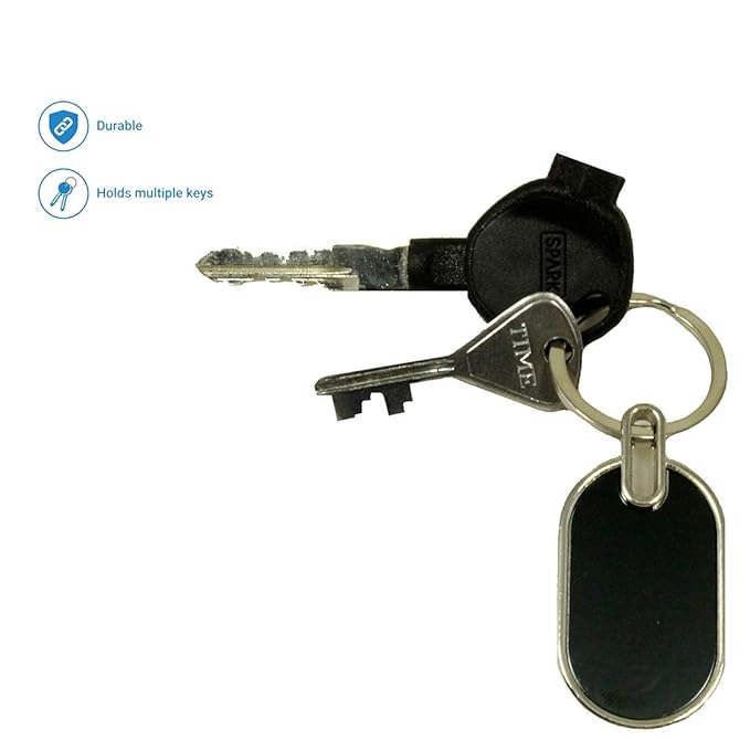 Premium Oval Metal Keychain with Glossy Black Inlay (SS-201)