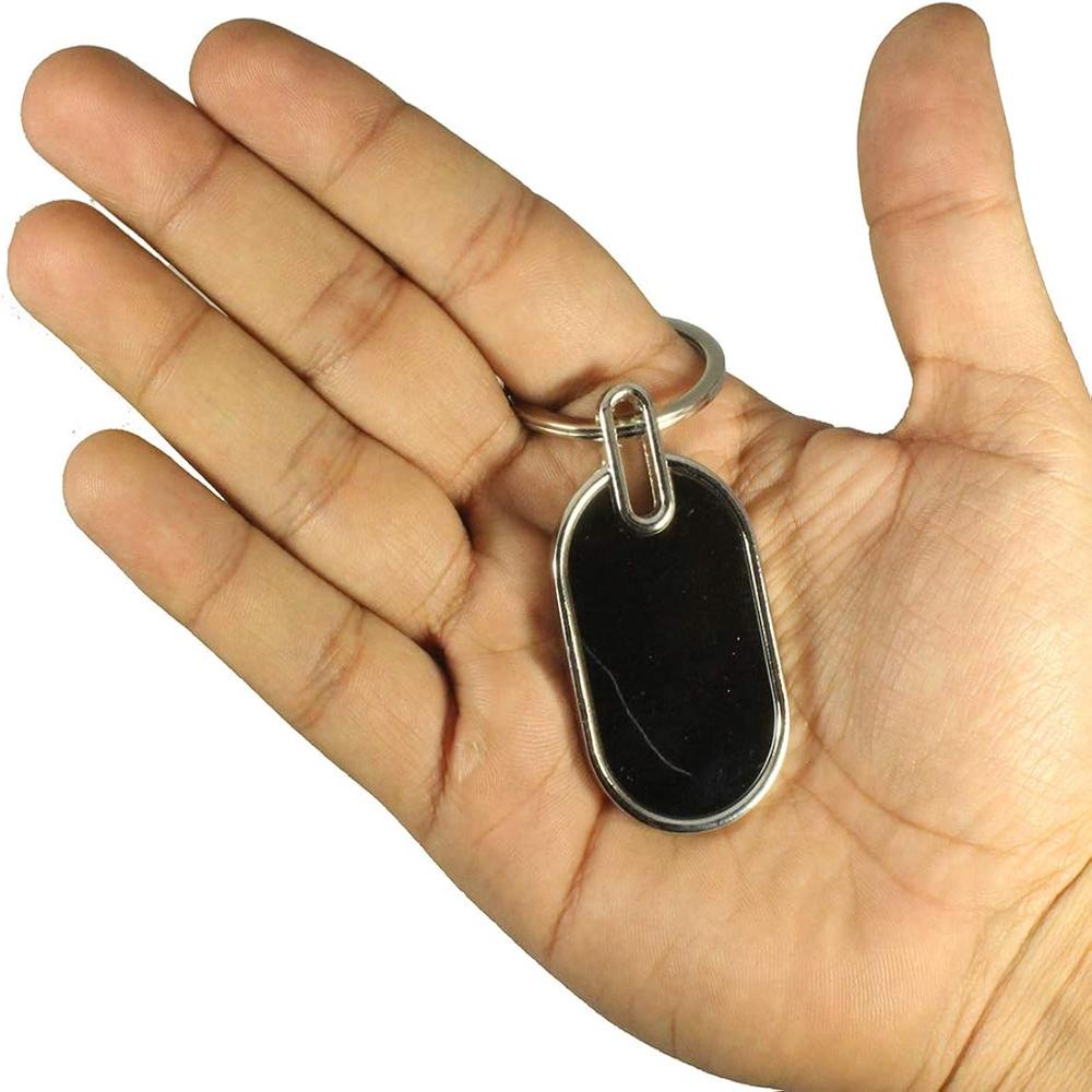 Premium Oval Metal Keychain with Glossy Black Inlay (SS-201)