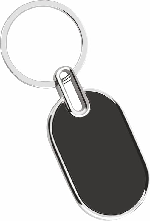 Premium Oval Metal Keychain with Glossy Black Inlay (SS-201)