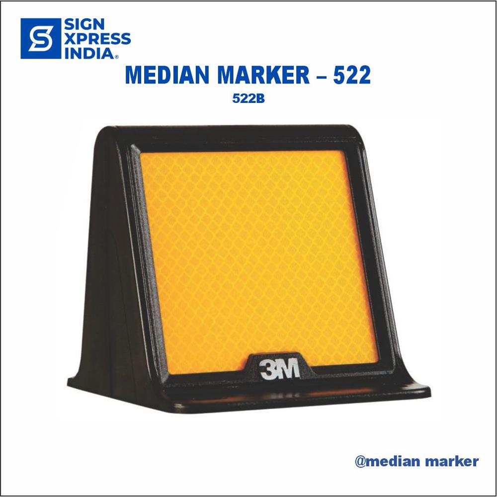 Reflective Median Marker - 522B - Color: Black And Yellow