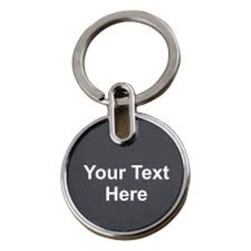 Premium Circular Metal Keychain with Glossy Black Inlay (SS-203)