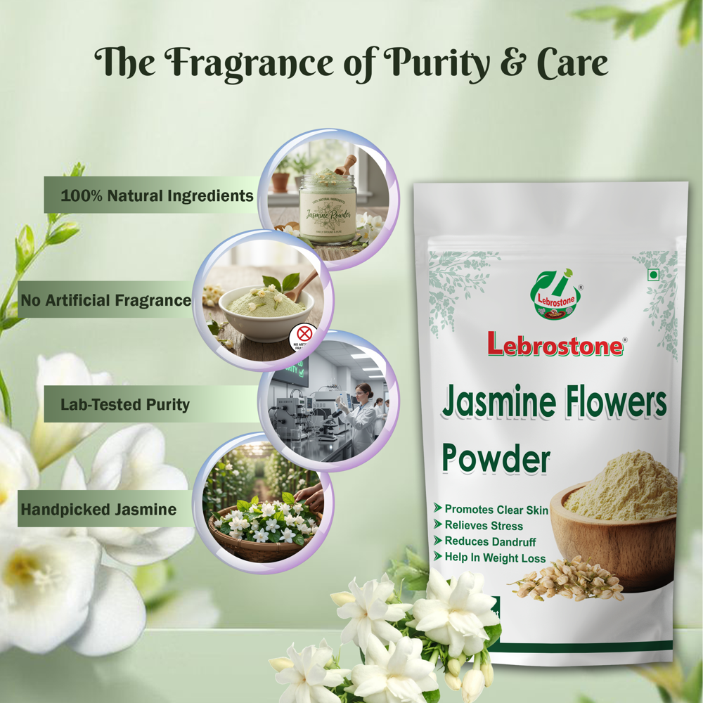 Lebrostone Jasmine Flowers Powder | Natural Herbal Powder for Skin Glow, Stress Relief, Calmness & Relaxation|100g