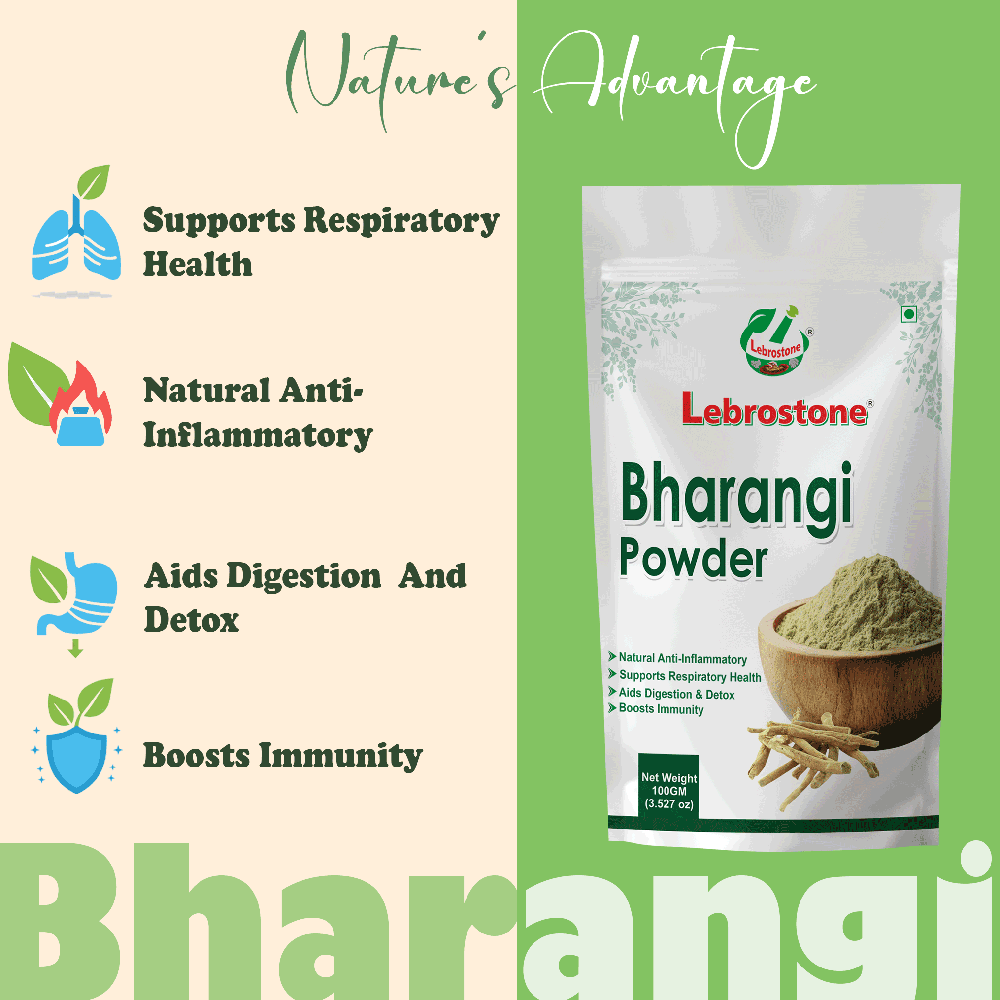 Lebrostone Bharangi Powder | Ayurvedic Herb | Supports Respiratory Health, Digestion, Detox & Immunity|100g