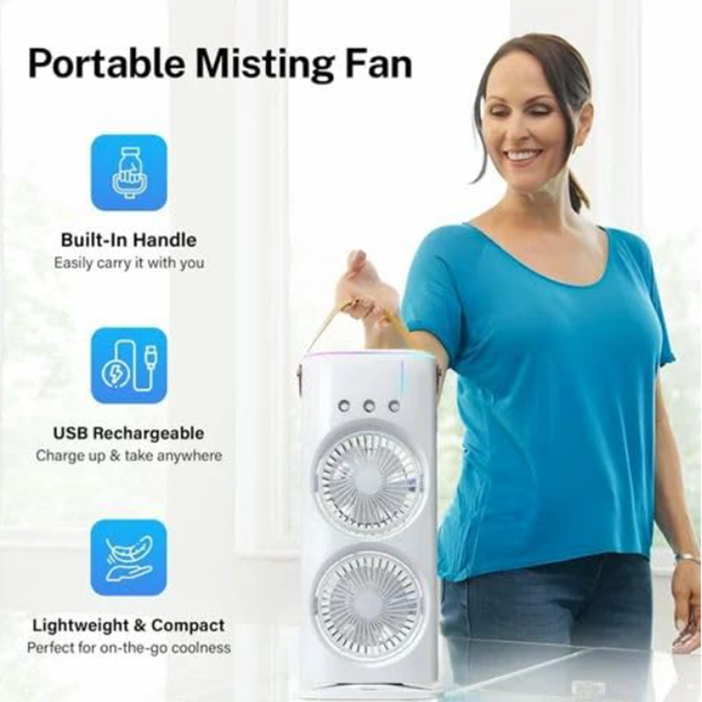 Mini mist air cooler double fan