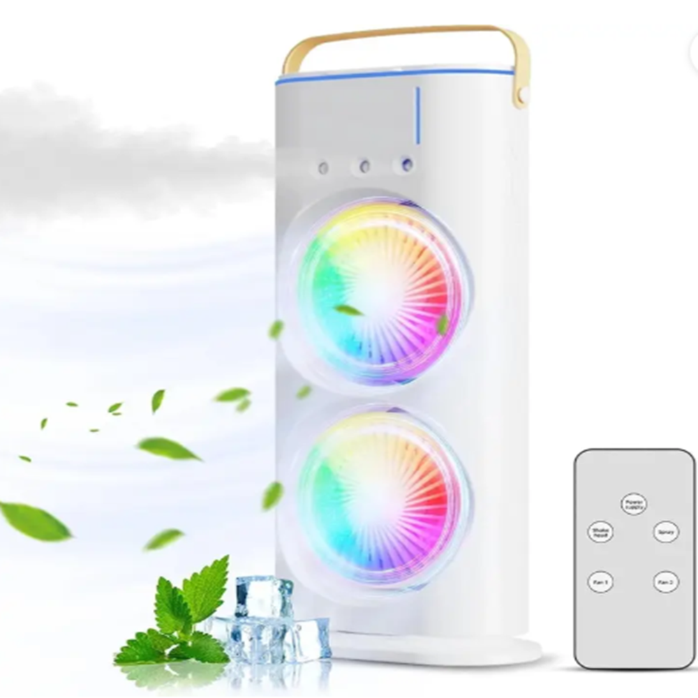 Mini mist air cooler double fan
