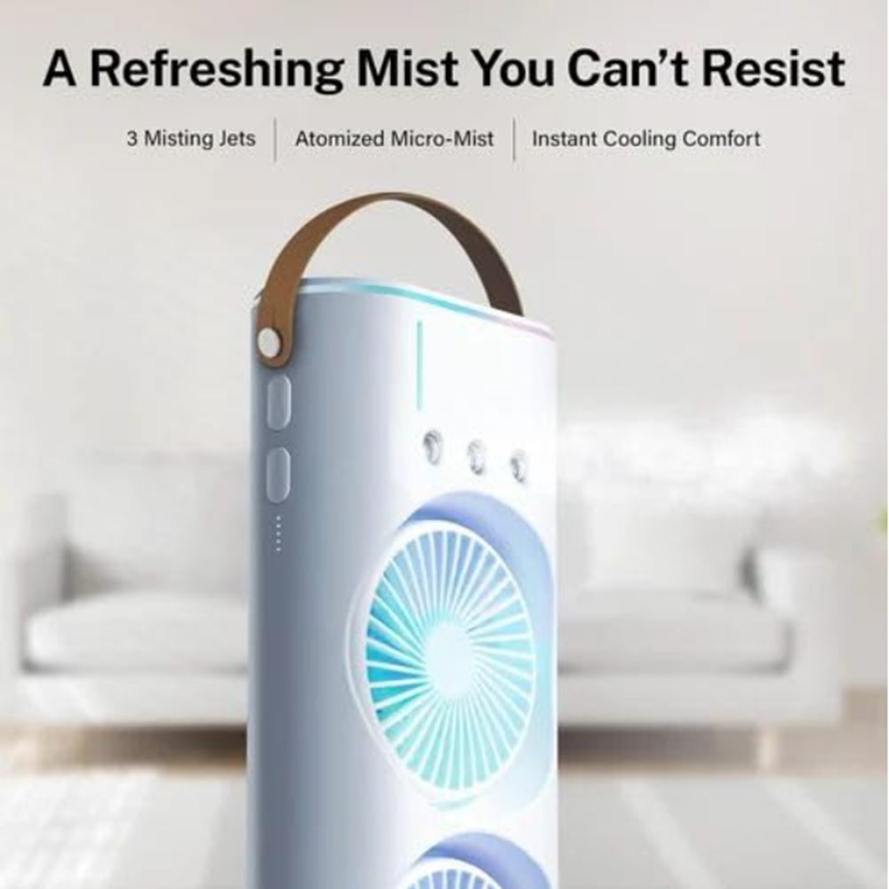 Mini mist air cooler double fan