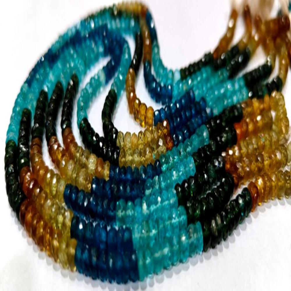 Natural Multi Apatite Rondelle Faceted 4-5mm Beads Strand 14 inches long Best Quality Beads 