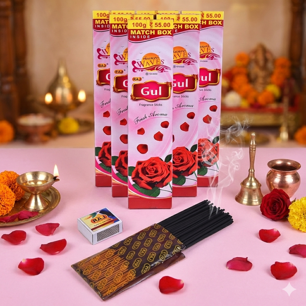 Fragrant Waves Gul Incense Sticks - Burning Time: 40 Minutes
