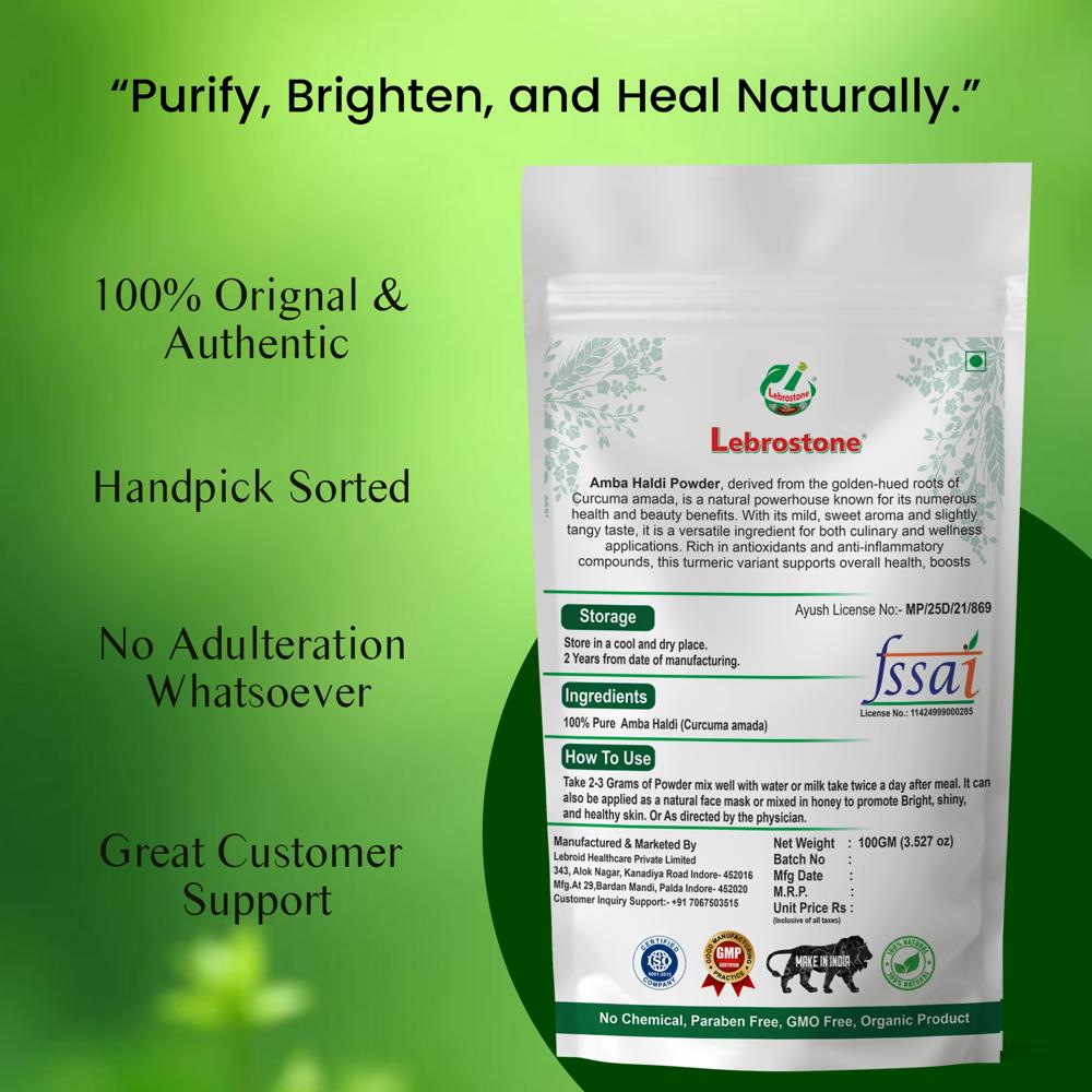 Lebrostone Amba Haldi Powder | Herbal Powder for Clear Skin, Digestion & Overall Wellness| 100g