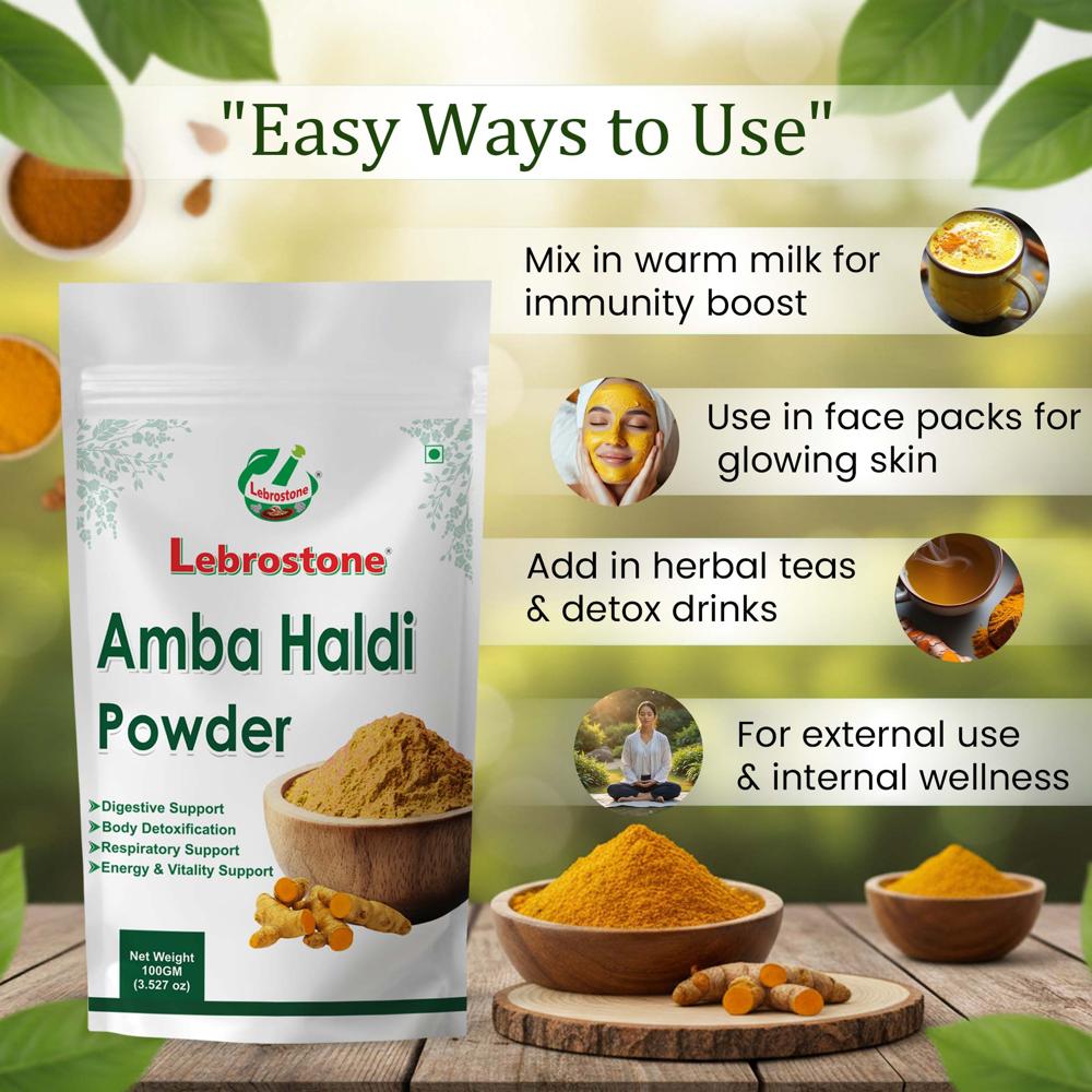 Lebrostone Amba Haldi Powder | Herbal Powder for Clear Skin, Digestion & Overall Wellness| 100g