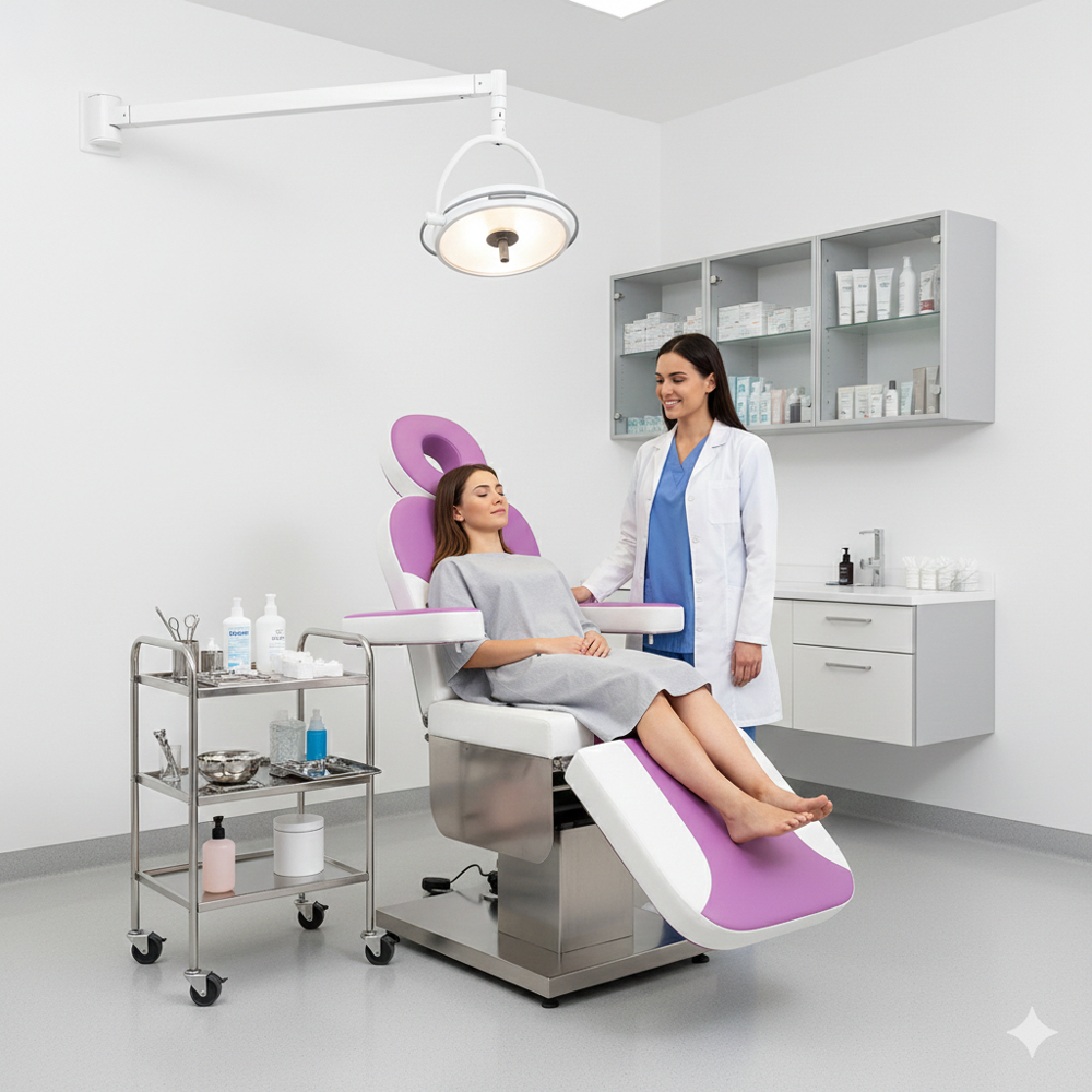 Stainless Steel Derma Chair With Wheel