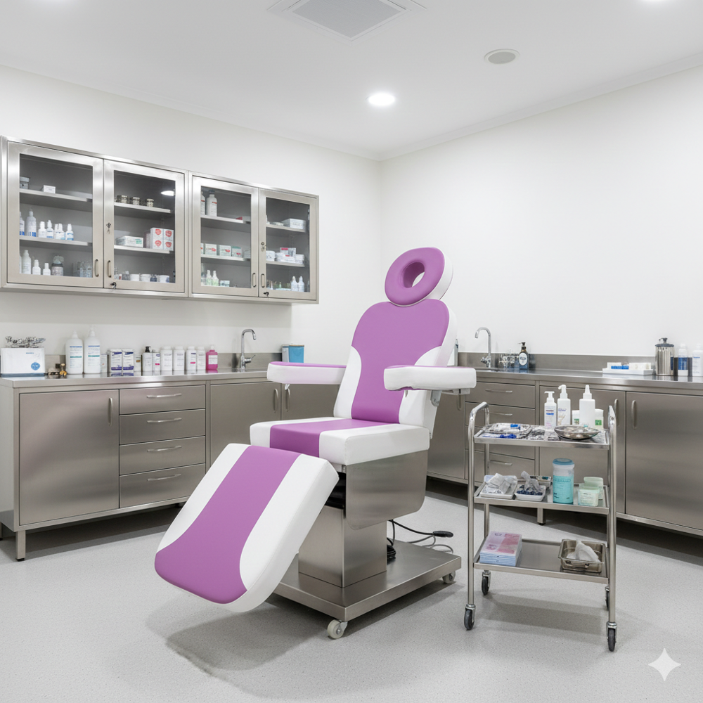 Stainless Steel Derma Chair With Wheel