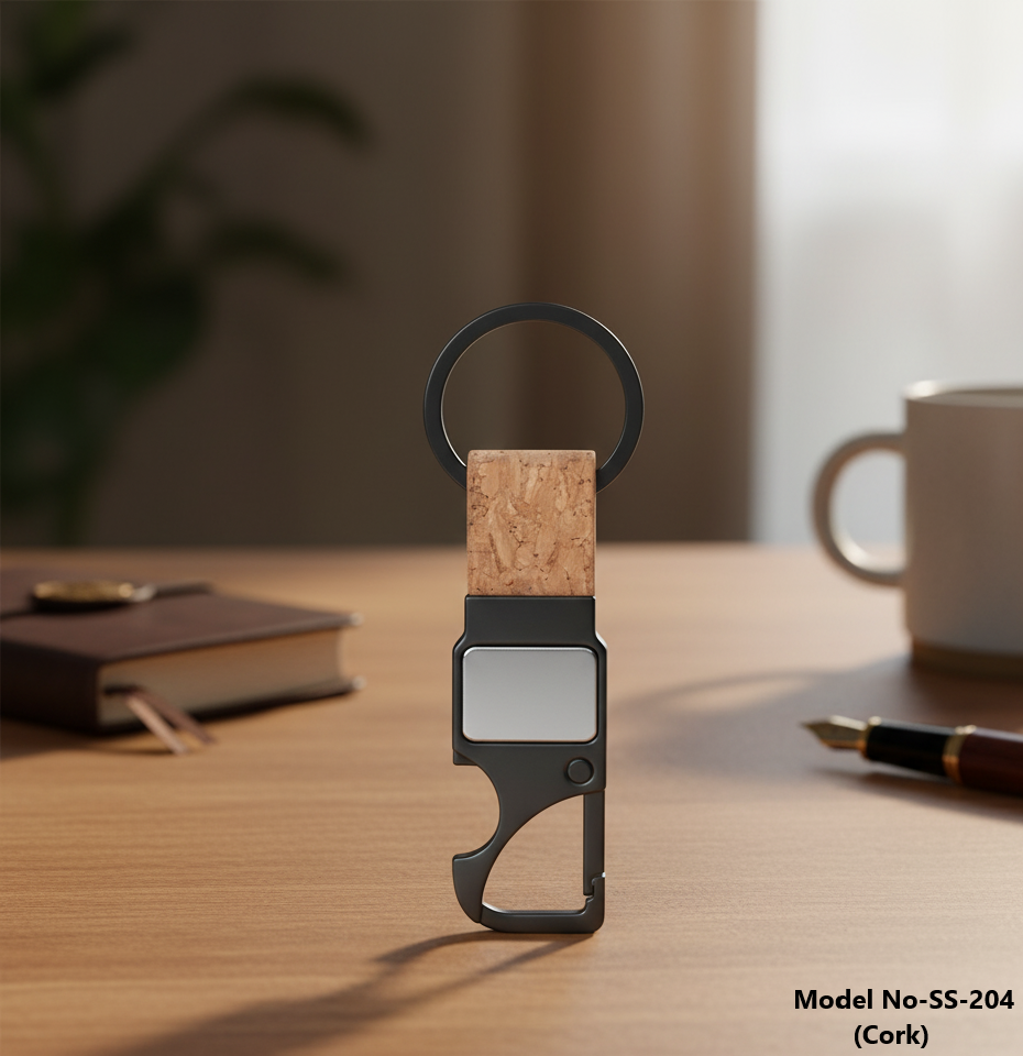 Rectangle Metal Keychain With Cork Strap (Ss-204) - Capacity: Holds Multiple Keys (5 10 Keys Comfortably) Pcs/Hr