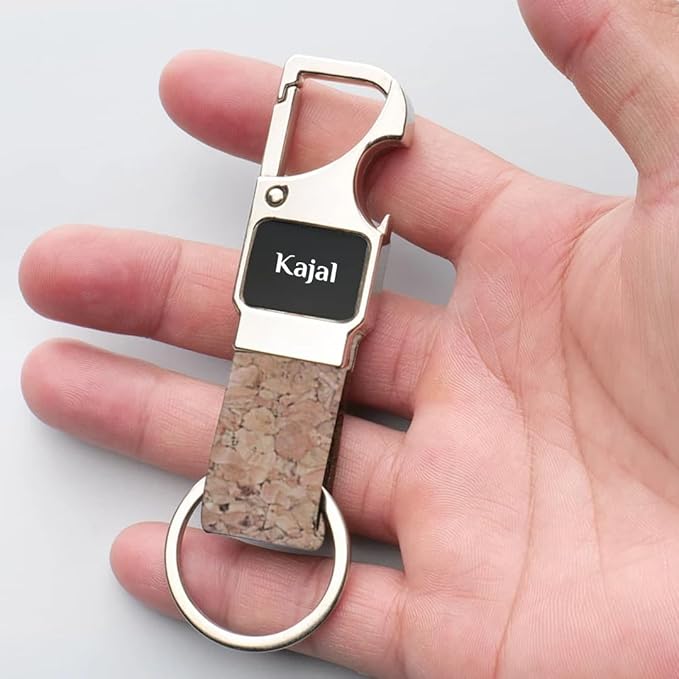 Rectangle Metal Keychain with Cork Strap (SS-204)
