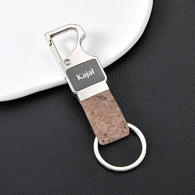 Rectangle Metal Keychain with Cork Strap (SS-204)