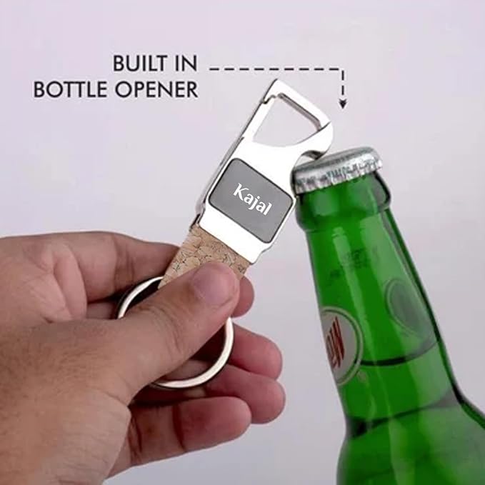 Rectangle Metal Keychain with Cork Strap (SS-204)