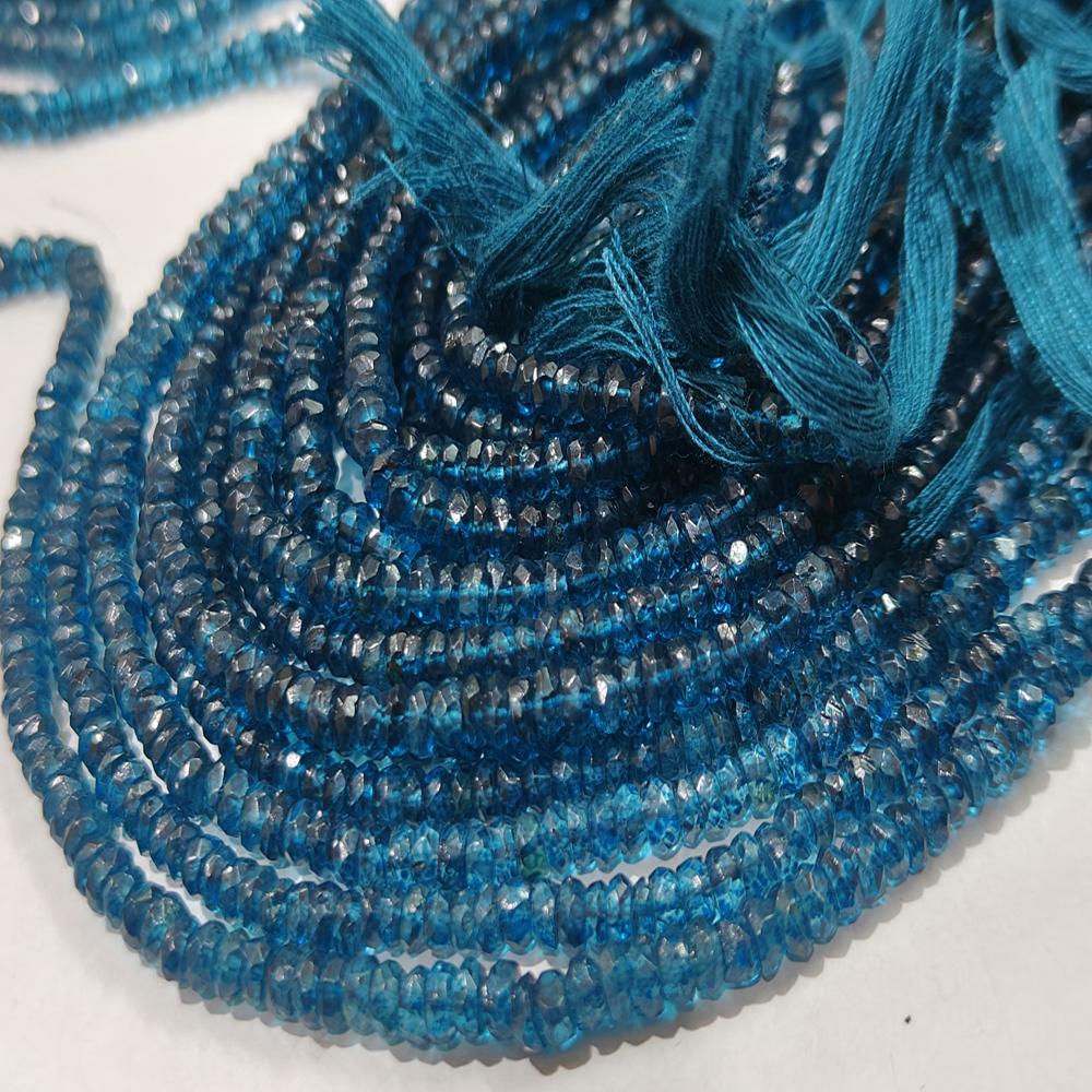 Natural Topaz 3 to 5mm Beads Rondelle Faceted London Blue Topaz color Sold per Strand 13 Inches long 