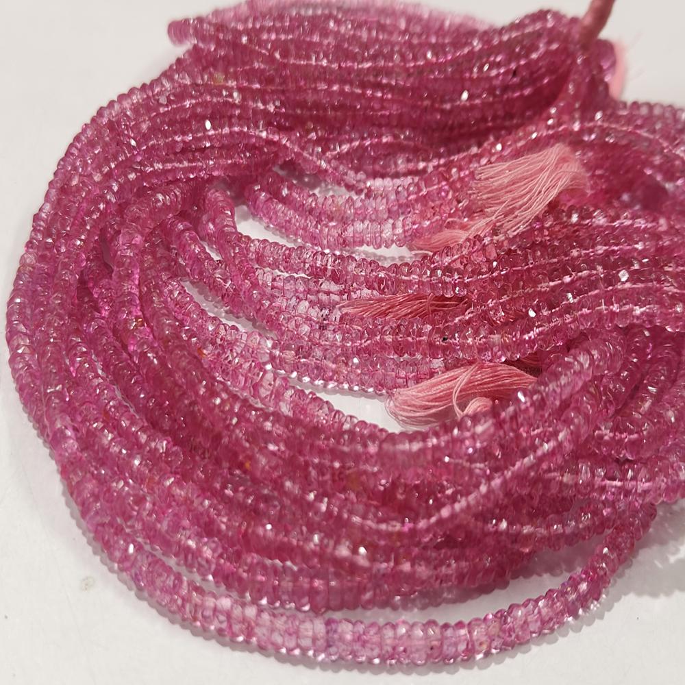 Natural Topaz Pink color Rondelle Faceted 3mm to 5mm Beads Sold Per Strand 13 Inches Long