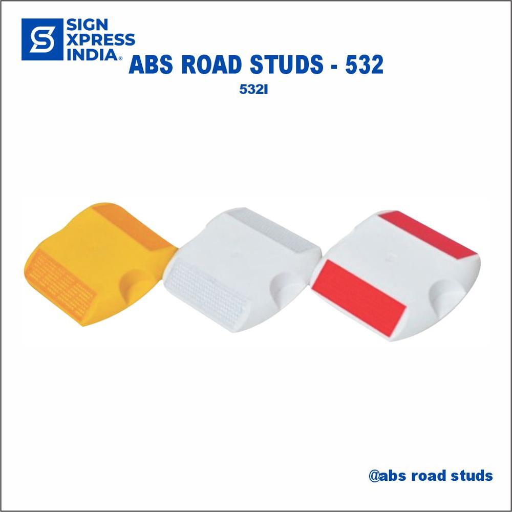 Reflective Abs Road Stud - 532g - Color: Red White And Orange