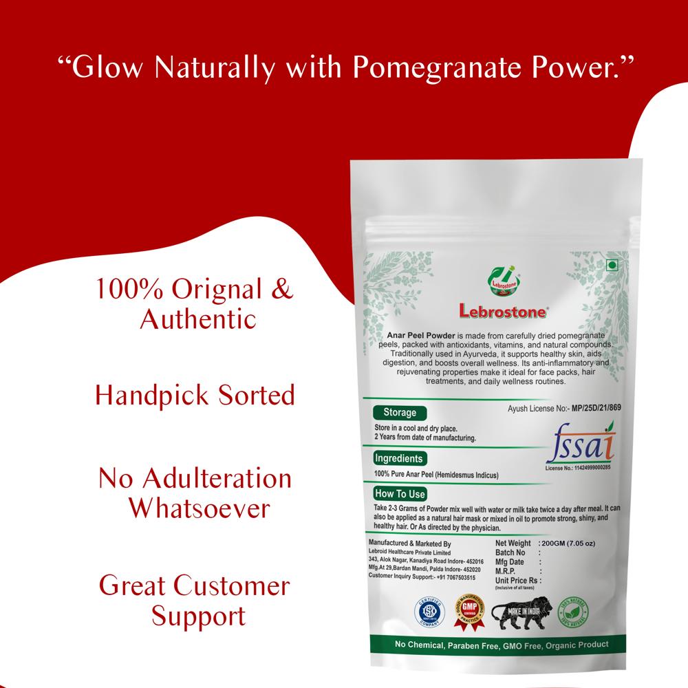 Lebrostone Anar Chilka Powder | Herbal Powder for Digestive Health, Immunity, Skin & Heart Wellness|200g