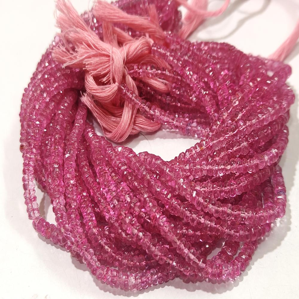 Natural Topaz Pink color Rondelle Faceted 3mm to 5mm Beads Sold Per Strand 13 Inches Long