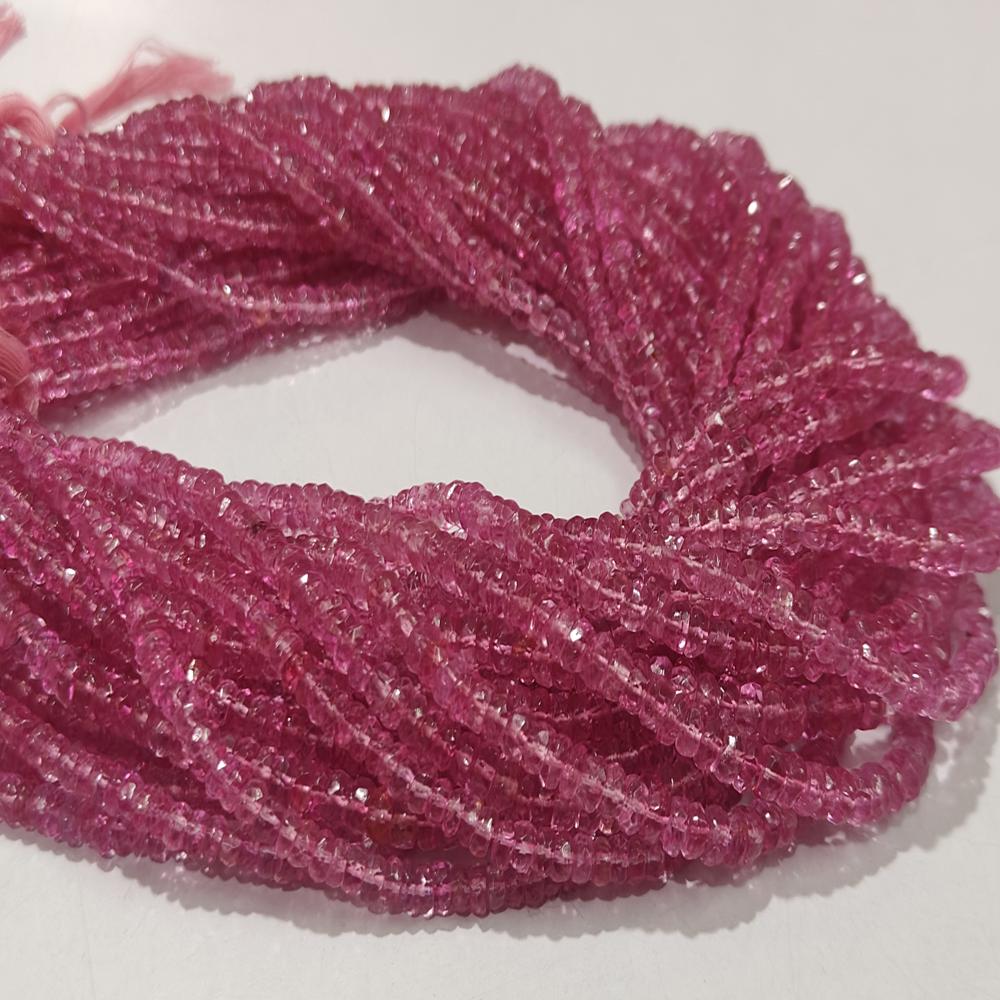 Natural Topaz Pink color Rondelle Faceted 3mm to 5mm Beads Sold Per Strand 13 Inches Long