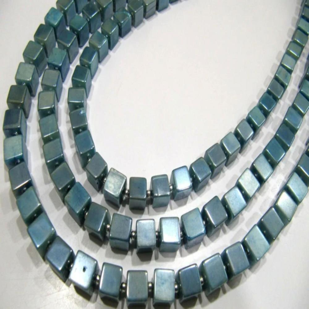 Natural Moonstone AB Mystic Coated 6-7mm Emerald Green Color Plain Smooth Cube Box Shape