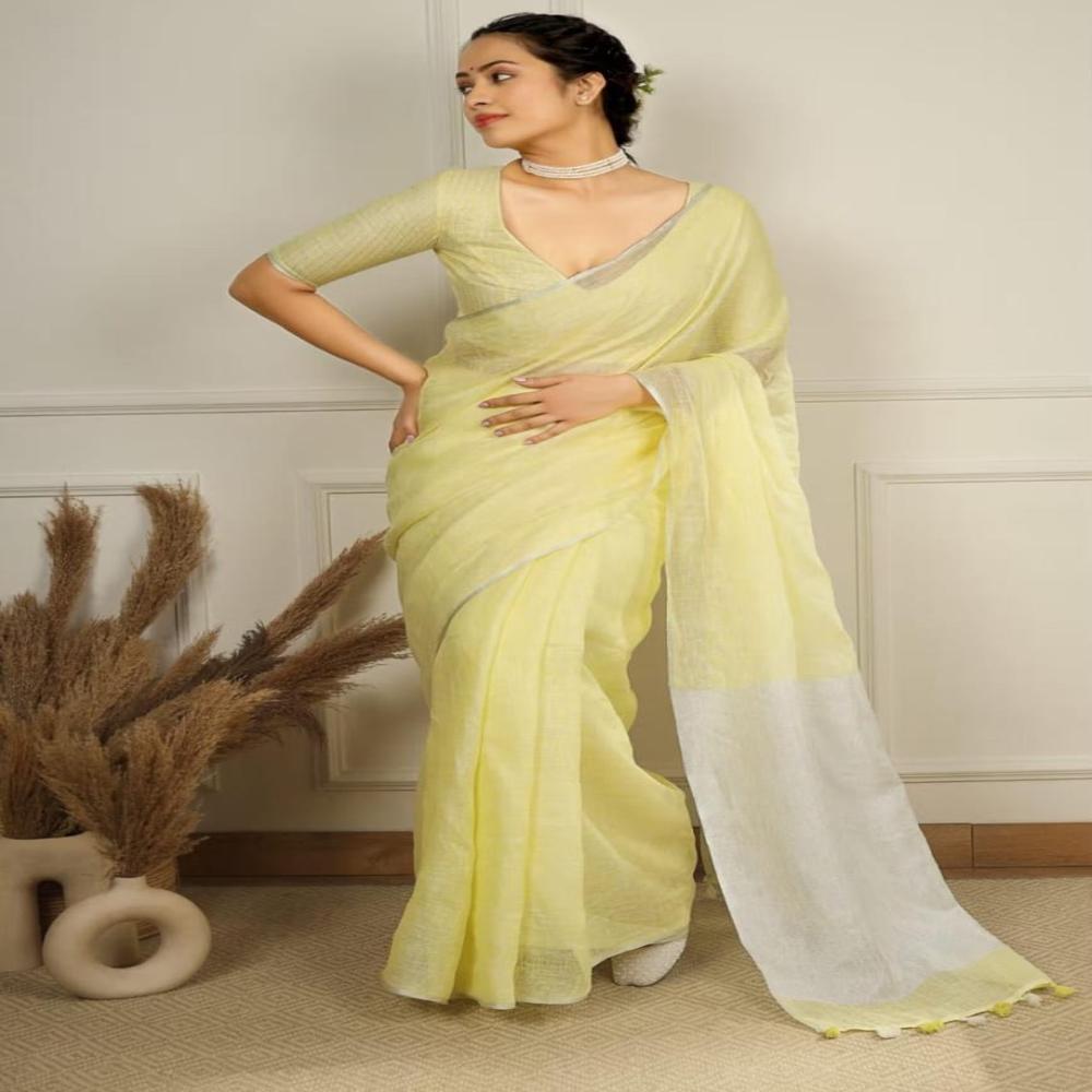 Pure Linen Saree