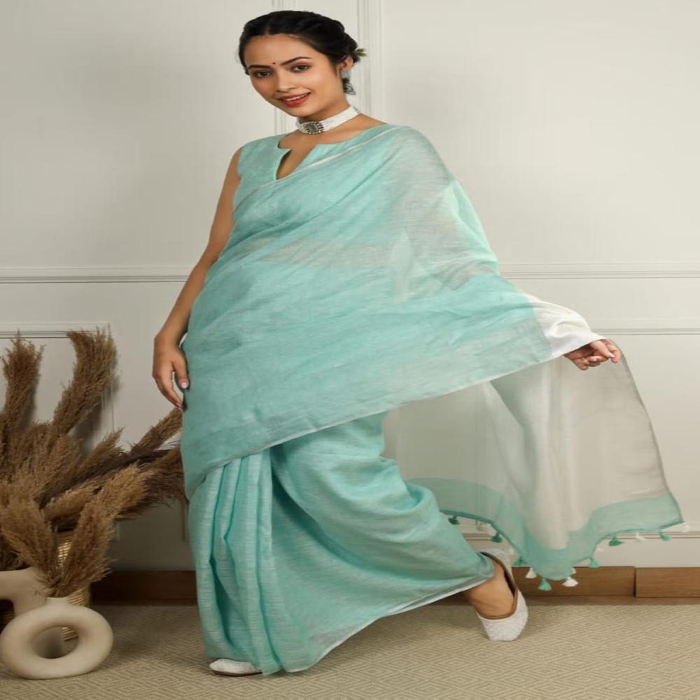 Pure linen saree