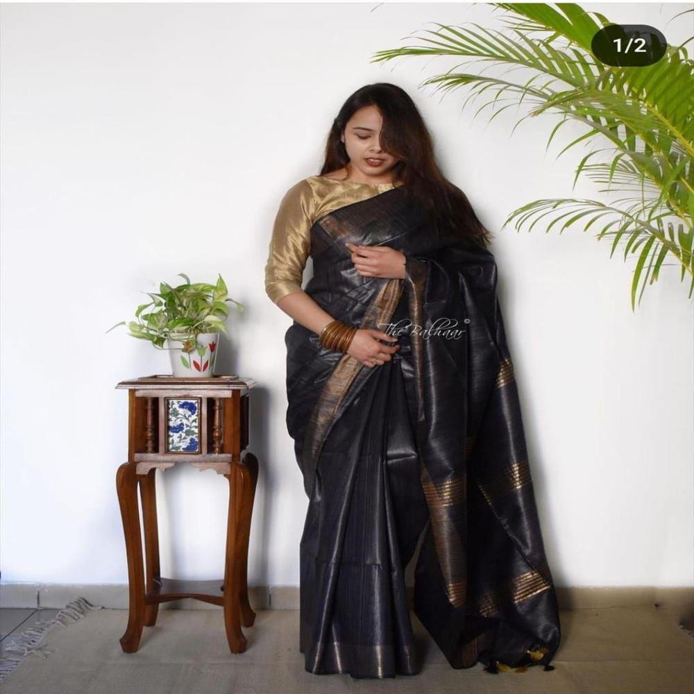 Pure Tussar Ghicha Silk Plain - Color: Multicolor