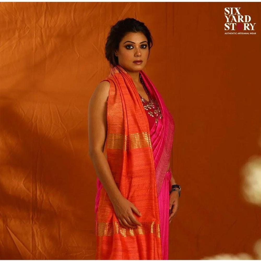Pure Tussar Ghicha Silk Plain - Color: Multicolor