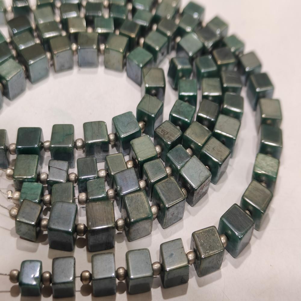 Natural Moonstone Beads AB Mystic Coated 6-7mm Iolite Color Plain Smooth Cube Box Beads