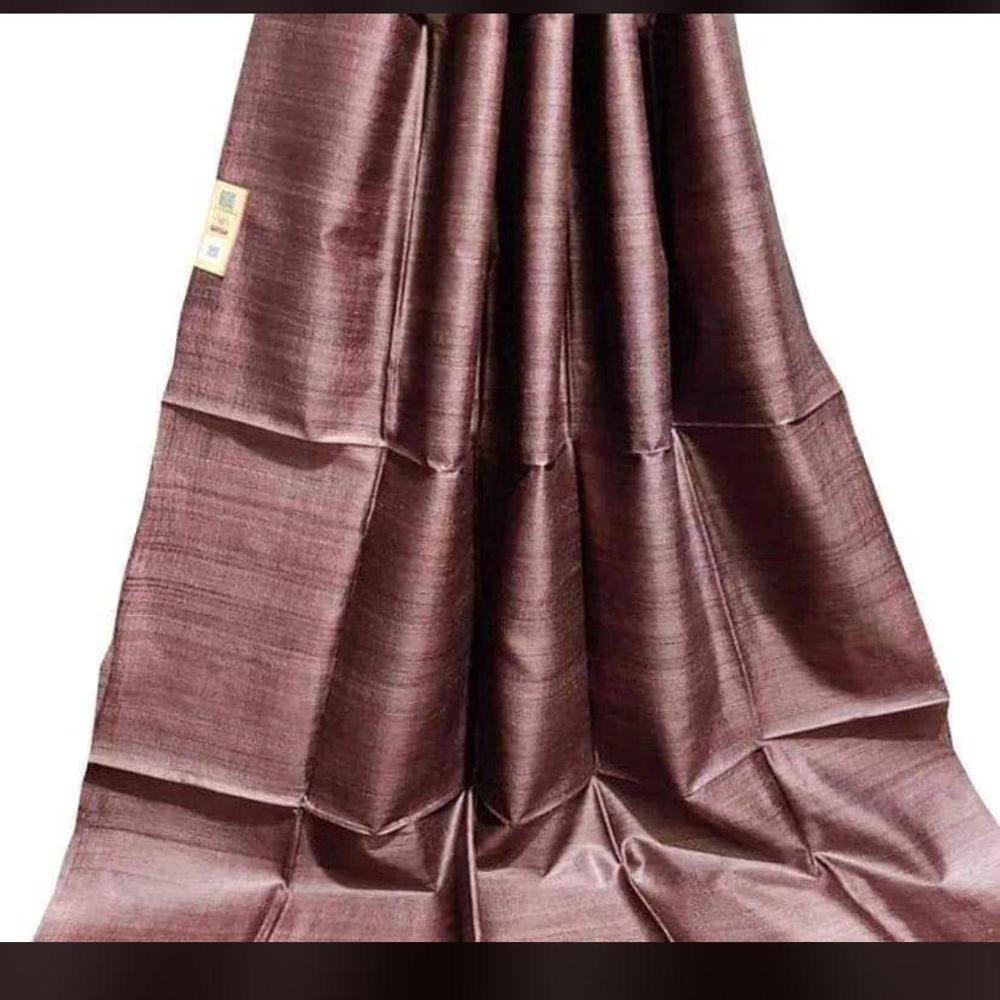 plain tusser running silk saree